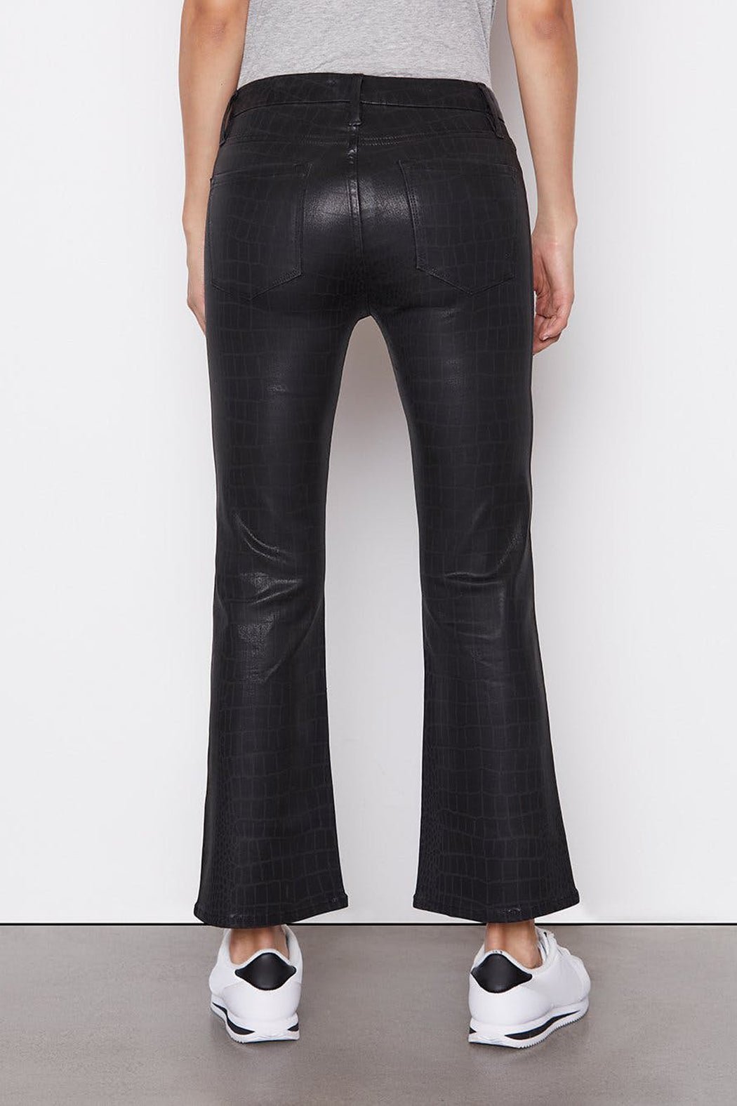 Frame - Le Cropped Mini Boot Noir Croc Coated - Image 3