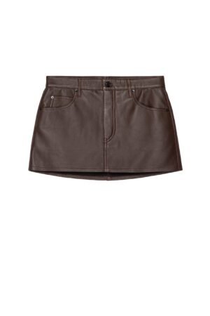 Frame - The Leather Mini Skirt in Dark Brown