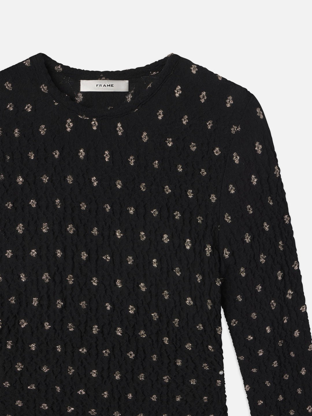 Frame - Dotted Stretch Mesh Top in Black Multi - Image 4