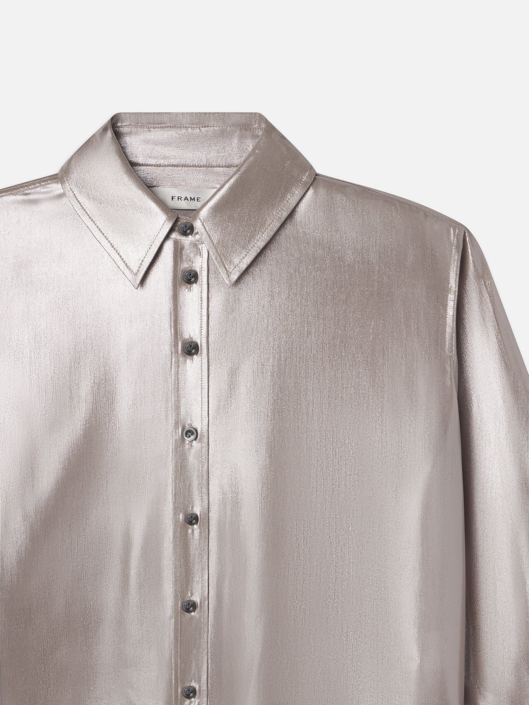 Frame - The Standard Shirt in Silver Lame - Image 5