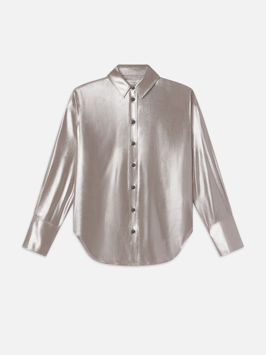 Frame - The Standard Shirt in Silver Lame - Image 2